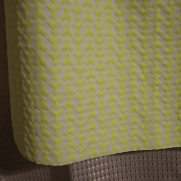 J Crew Neon Yellow and Deep Blue Geometric Print Midi Sheath Dress Size 8P - Picture 4 of 9